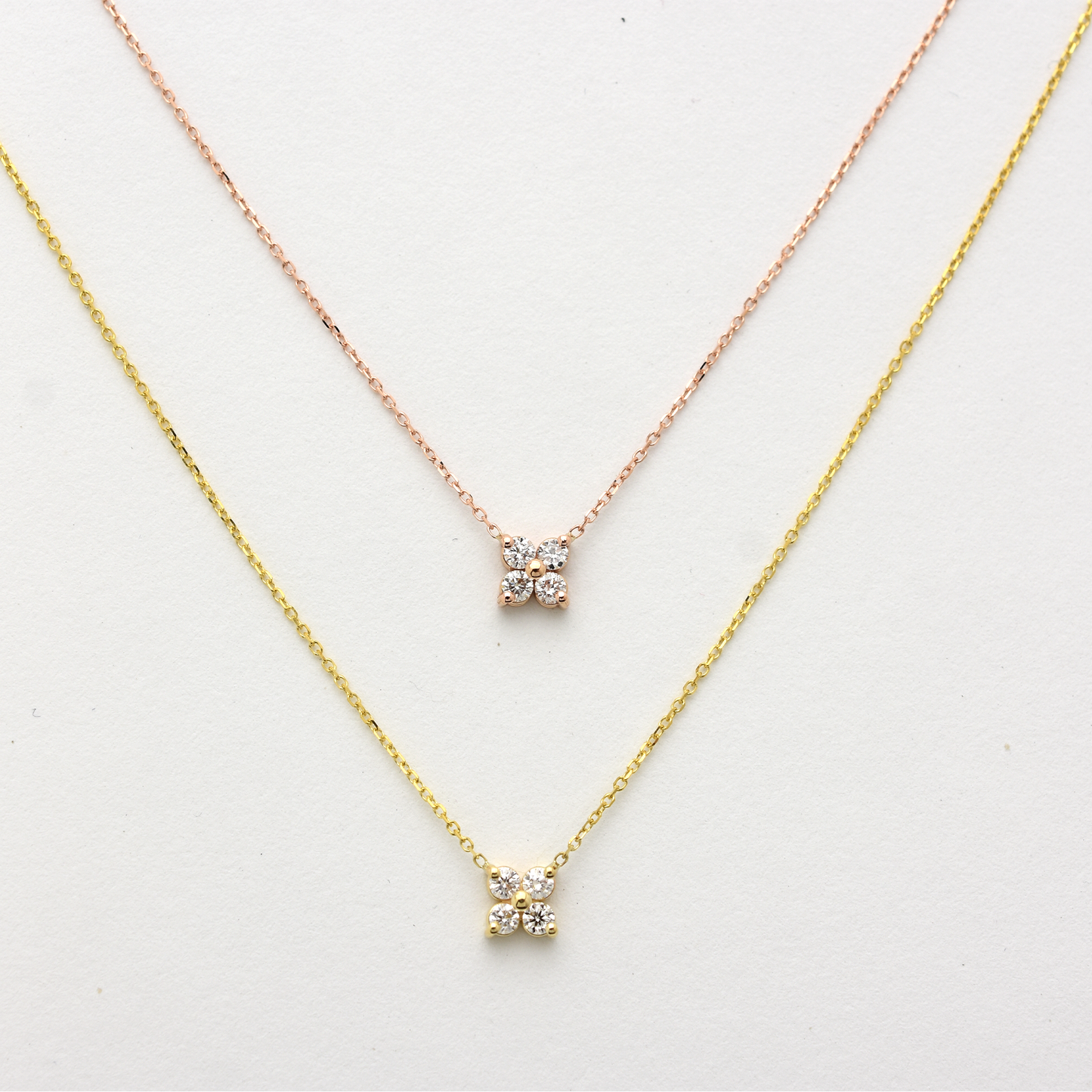 14k Gold Diamond Cluster Necklace