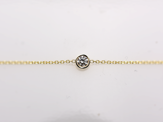 14K Gold 0.10ct Floating Diamond Bezel Bracelet