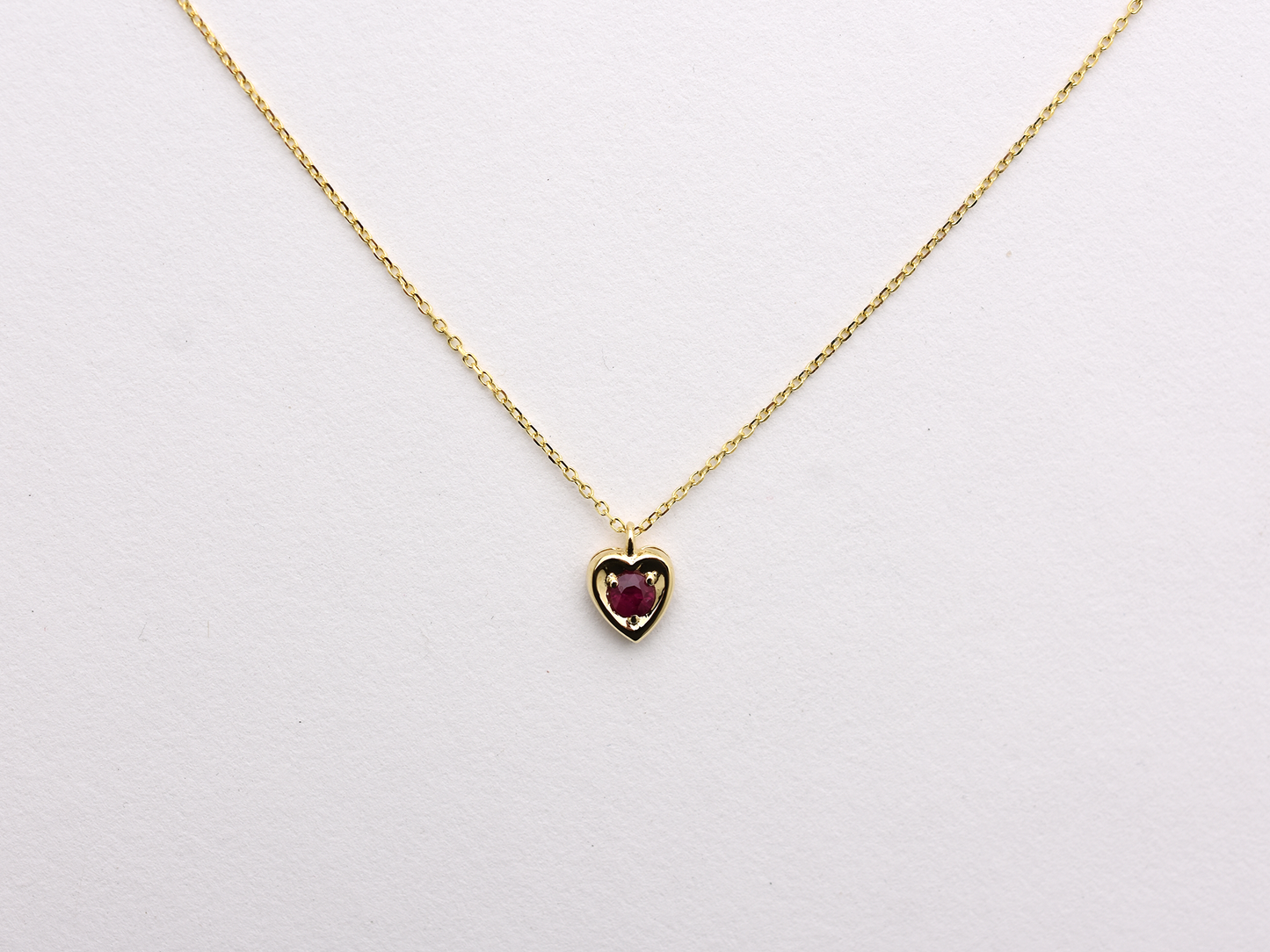 14k Gold Ruby Heart Necklace