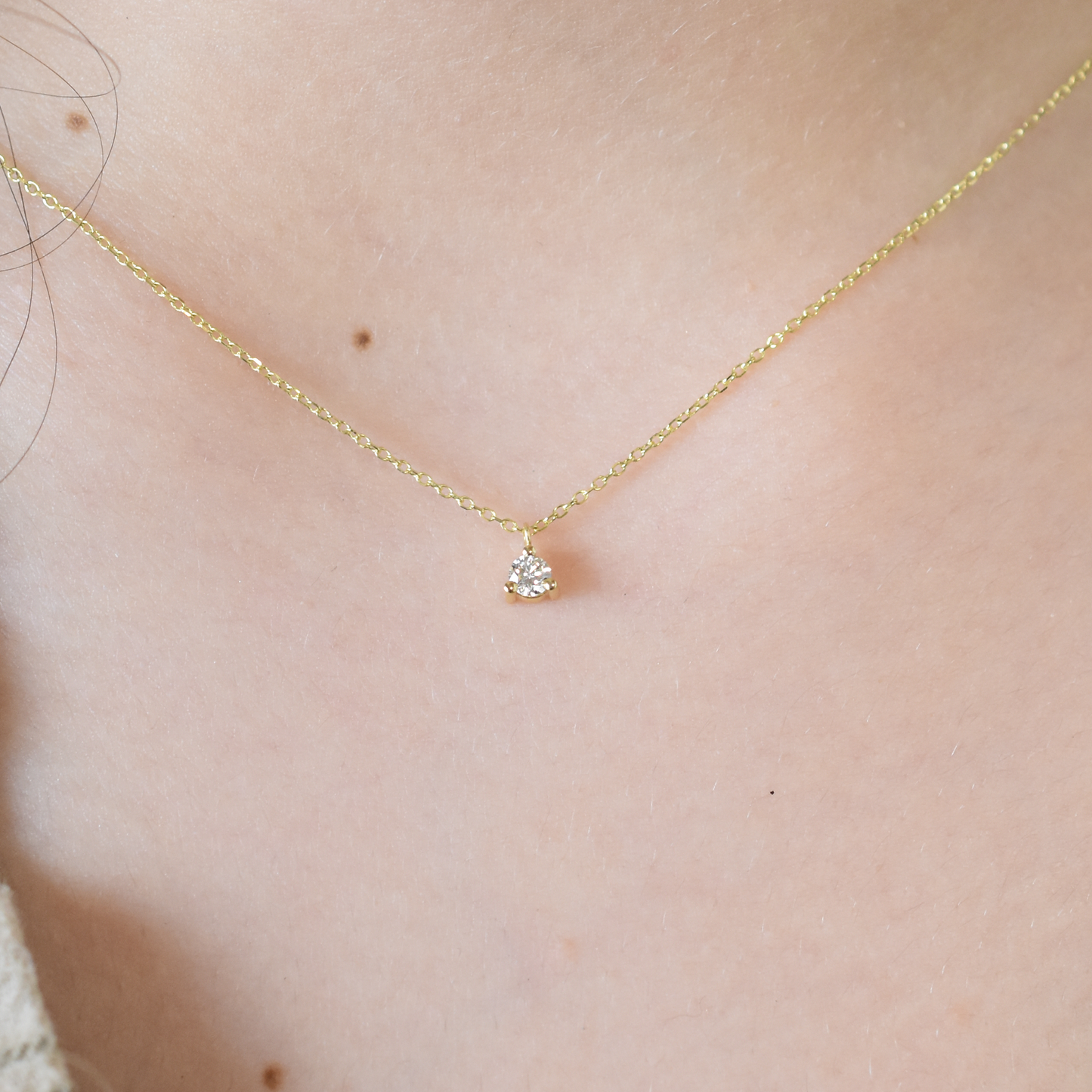 14K Diamond Prong Necklace