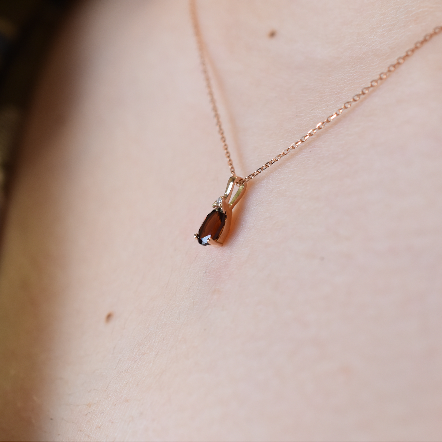 14K Garnet and Diamond Necklace
