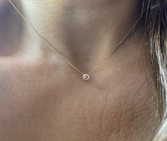 14K Gold Pink Sapphire Sliding Necklace