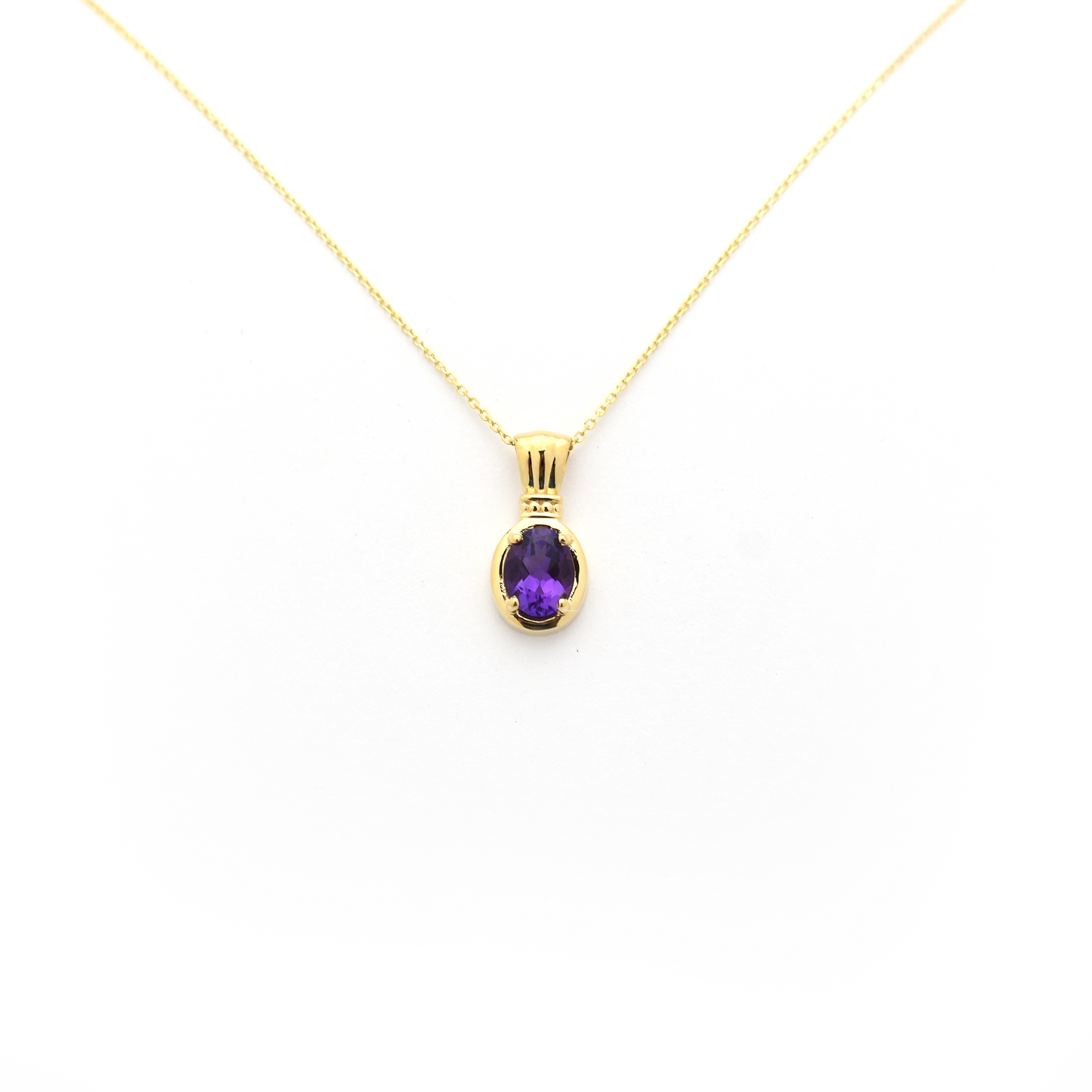 14k gold Oval Amethyst Necklace
