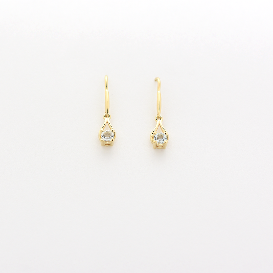 14k Aquamarine Dangly Earrings