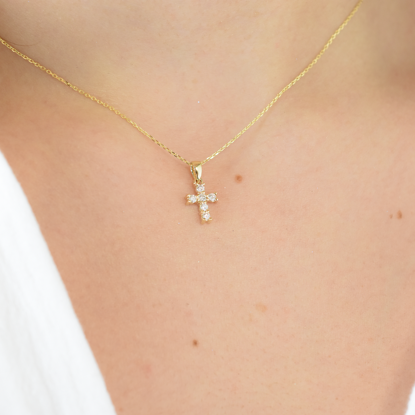14k Diamond Cross Necklace