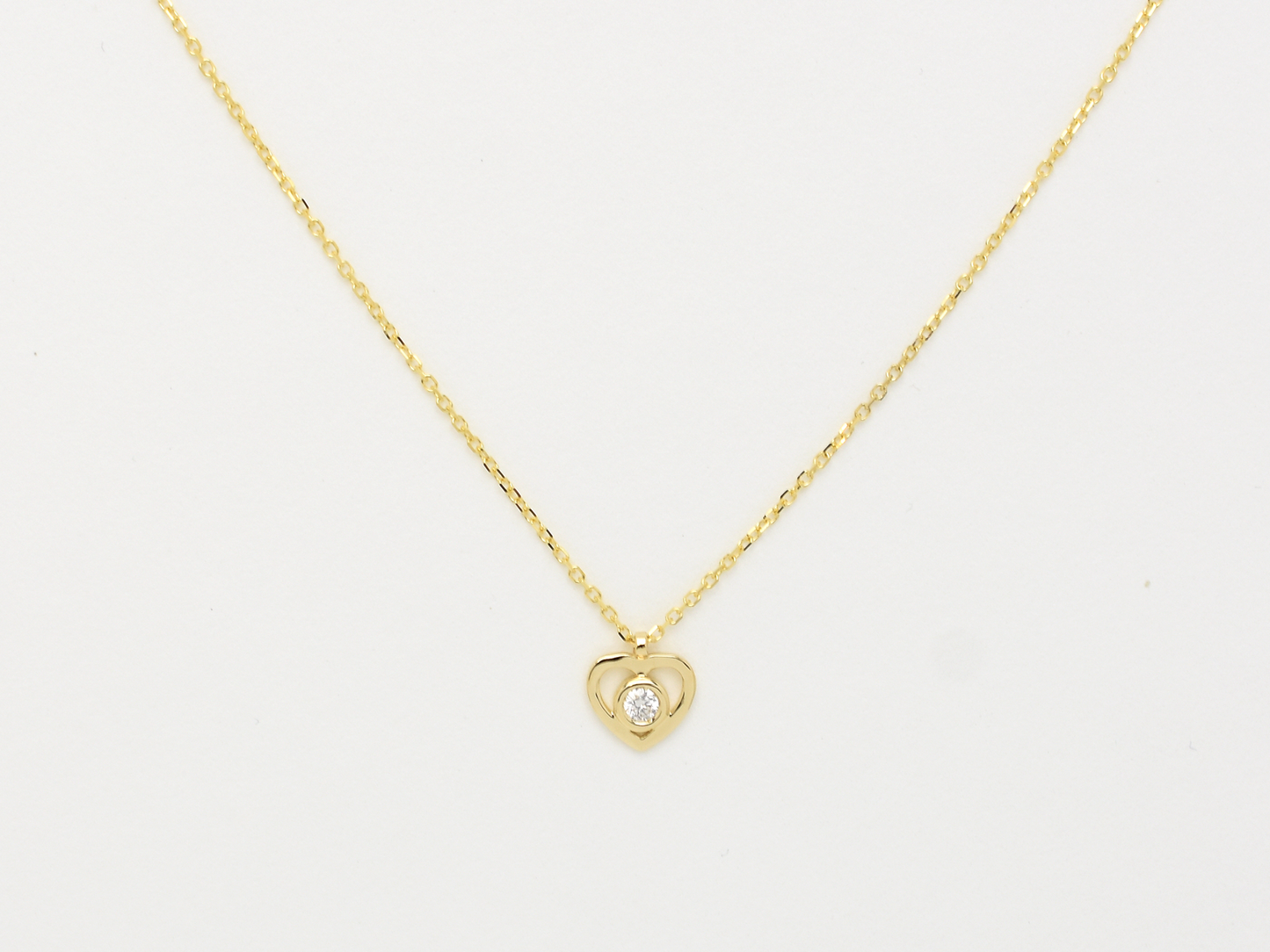 Diamond Heart necklace - minimalist heart pendant