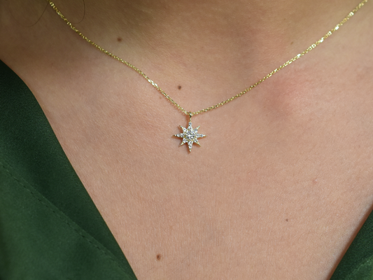 14k Yellow Gold North Star Necklace