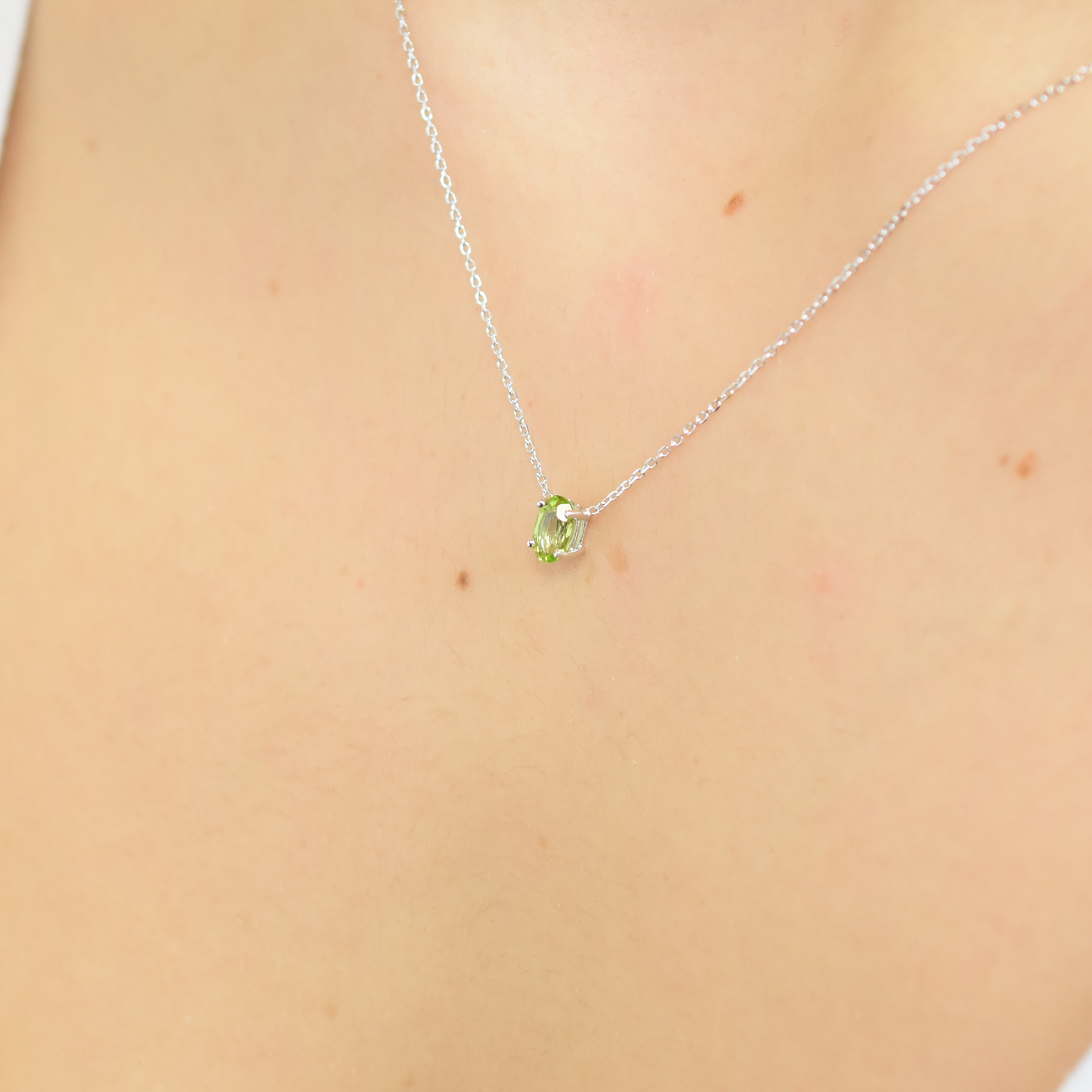 Oval Peridot solitaire necklace