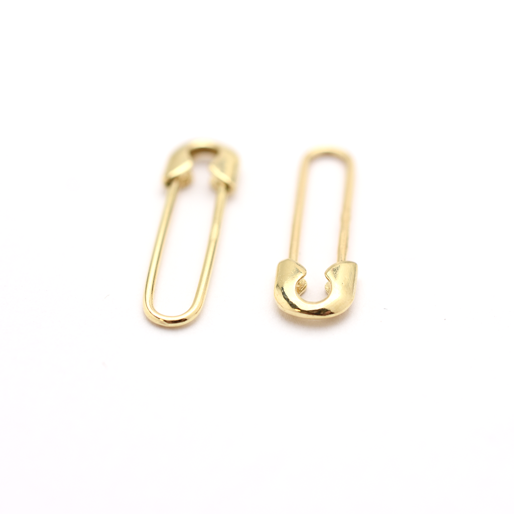 14k Gold Safety Pin Earrings