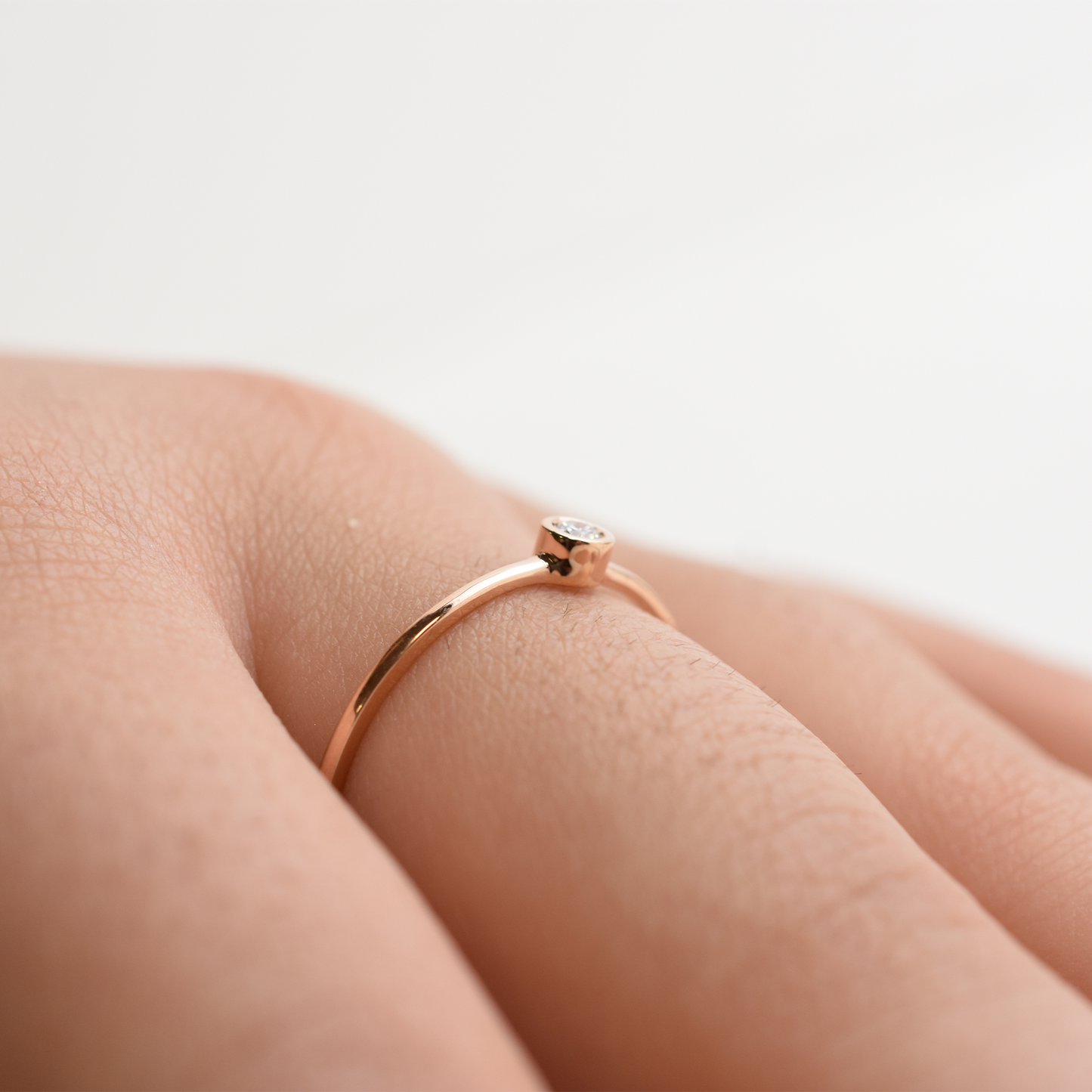 14K Diamond Bezel Ring