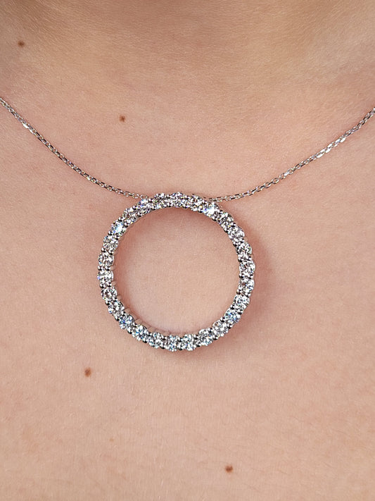 14k Gold Diamond Circle Necklace