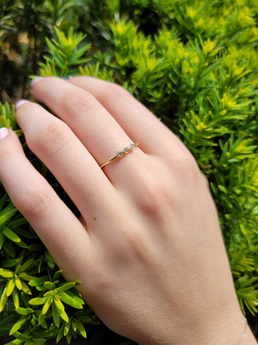 14k Triple Diamond Bezel Ring