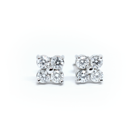14k Four Diamond Cluster Earrings