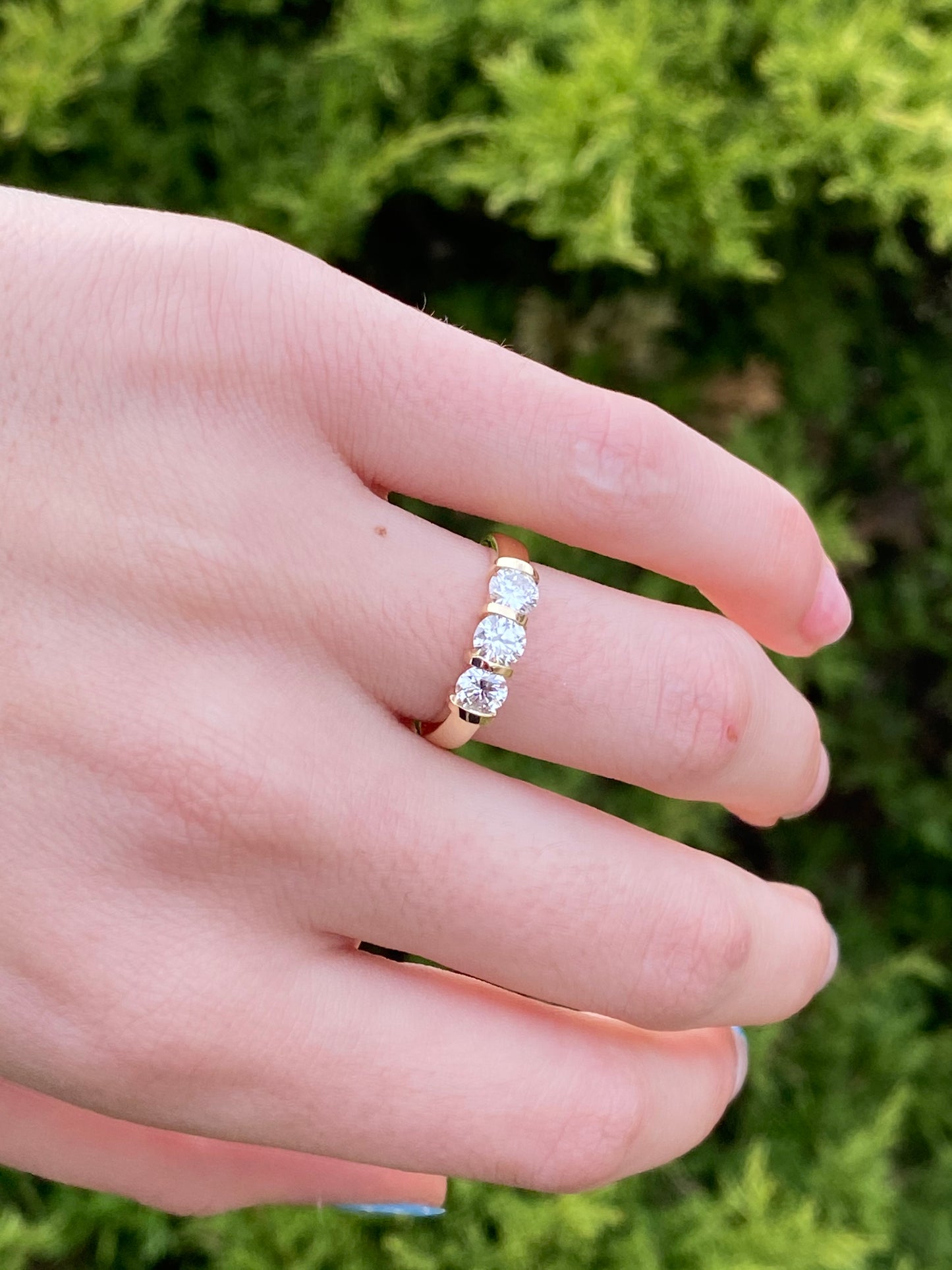 14K Gold 3 Diamond Wedding Band 1.00 ct