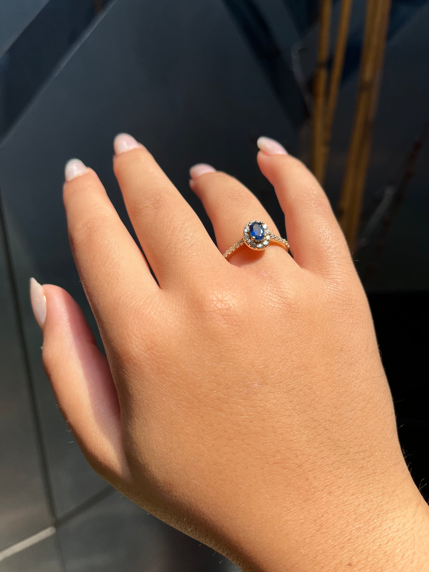 14K Gold Sapphire Diamond Ring