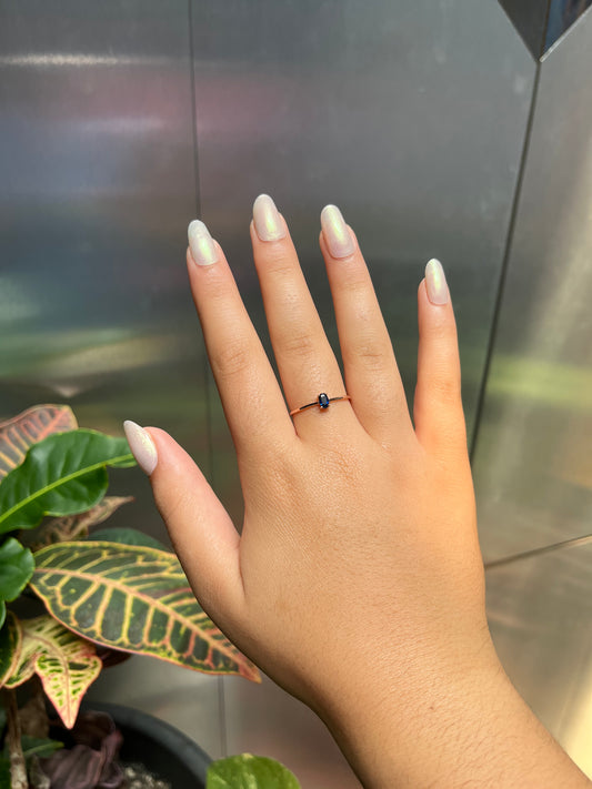 14K Gold Oval Blue Sapphire Ring