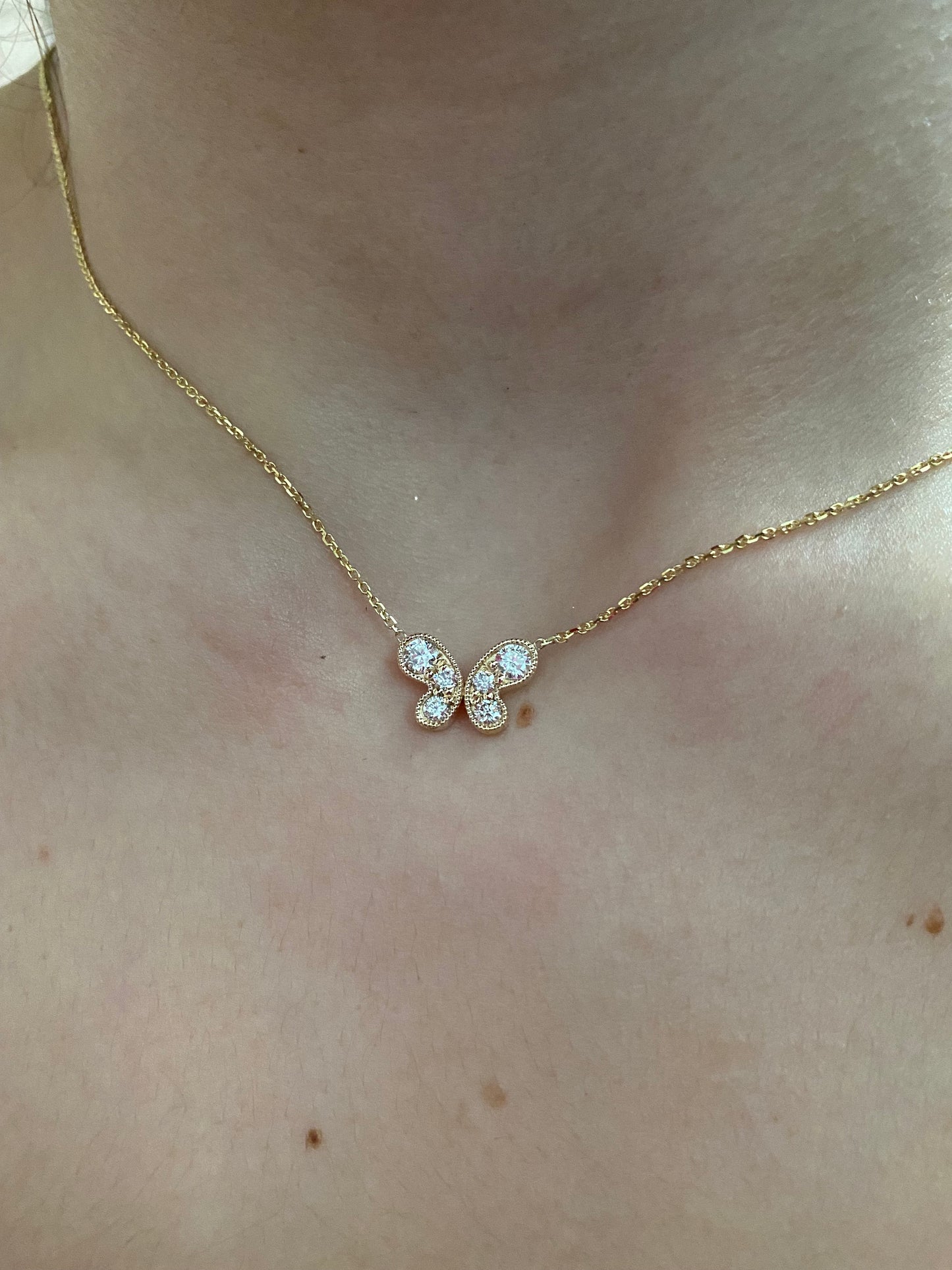 14k Diamond Butterfly Necklace