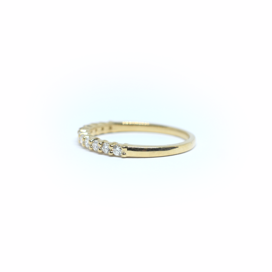 14K Gold Half Diamond Wedding Band