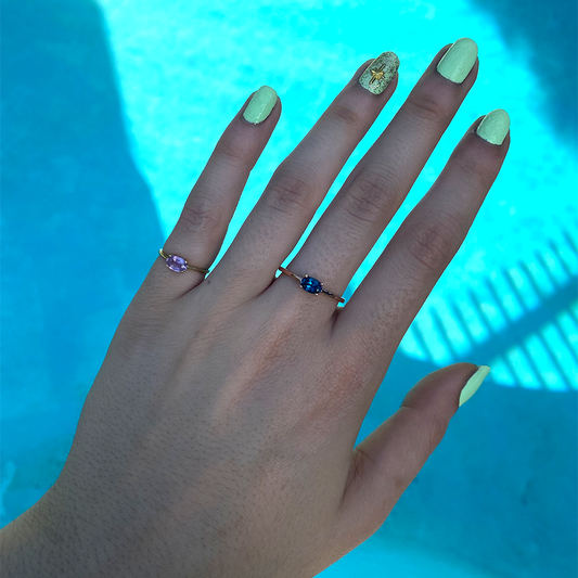 14K Gold Oval London Blue Topaz Ring