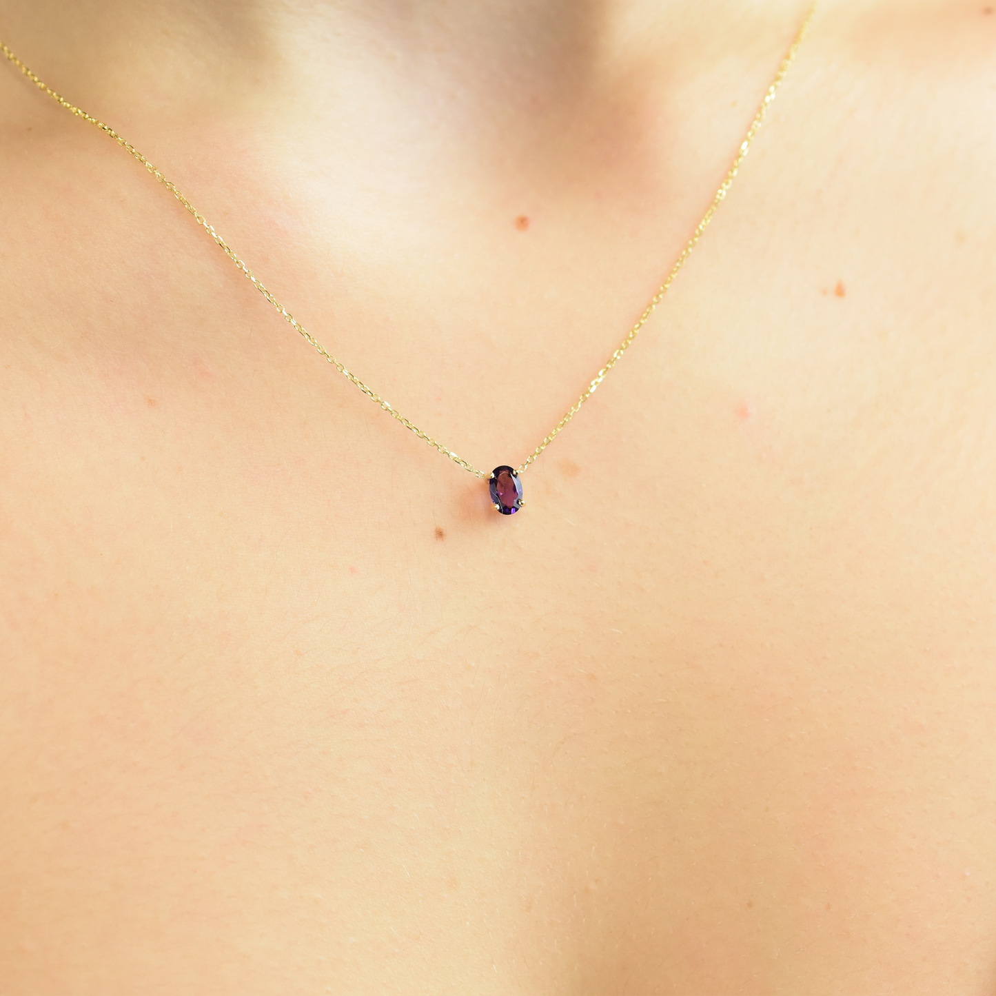 Oval Amethyst Necklace 14 k