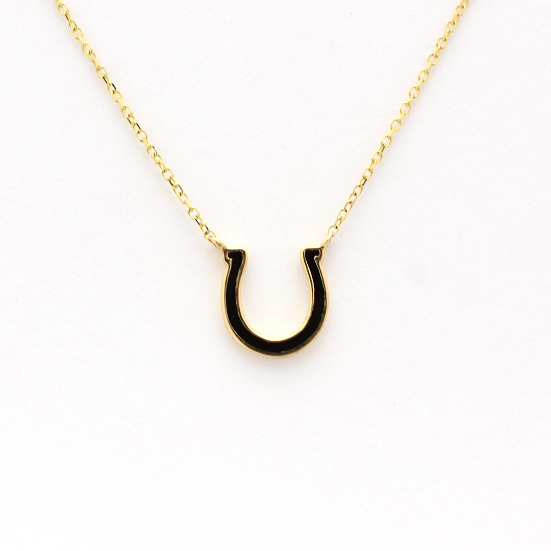 14k Black Enamel Horseshoe Necklace