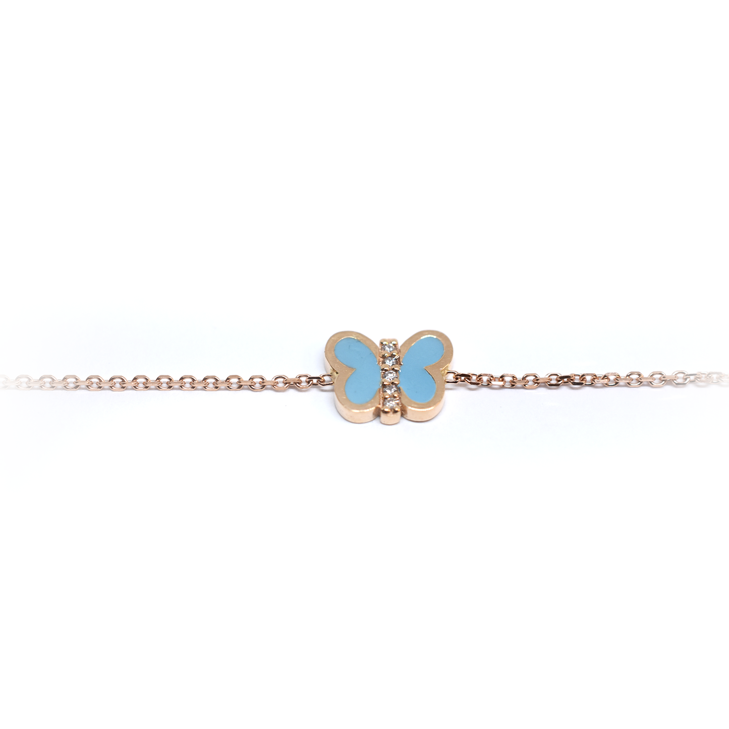 14k Blue Enamel Butterfly Bracelet
