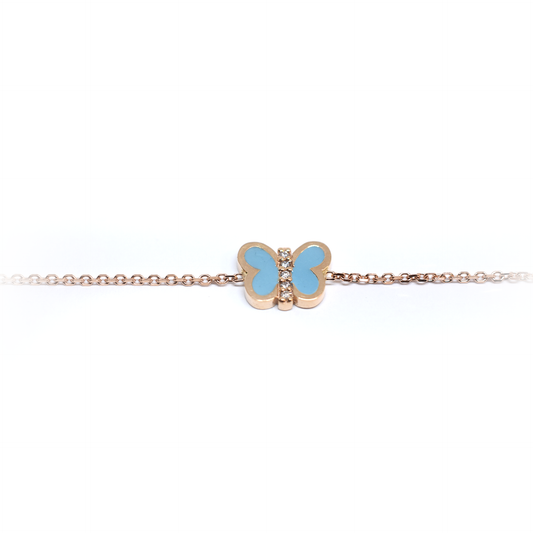14k Blue Enamel Butterfly Bracelet
