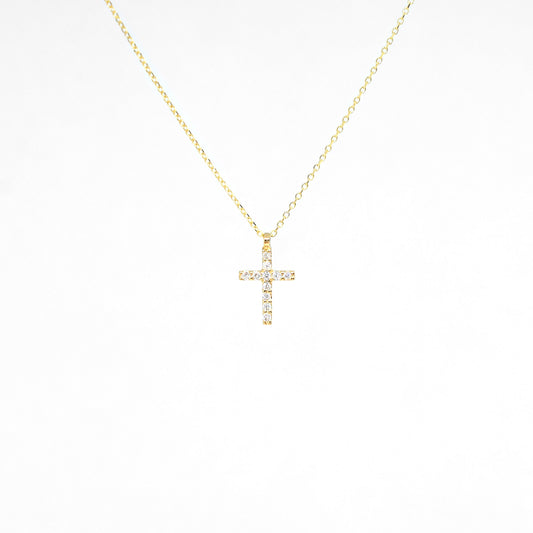14K Yellow Gold Classic Diamond Cross