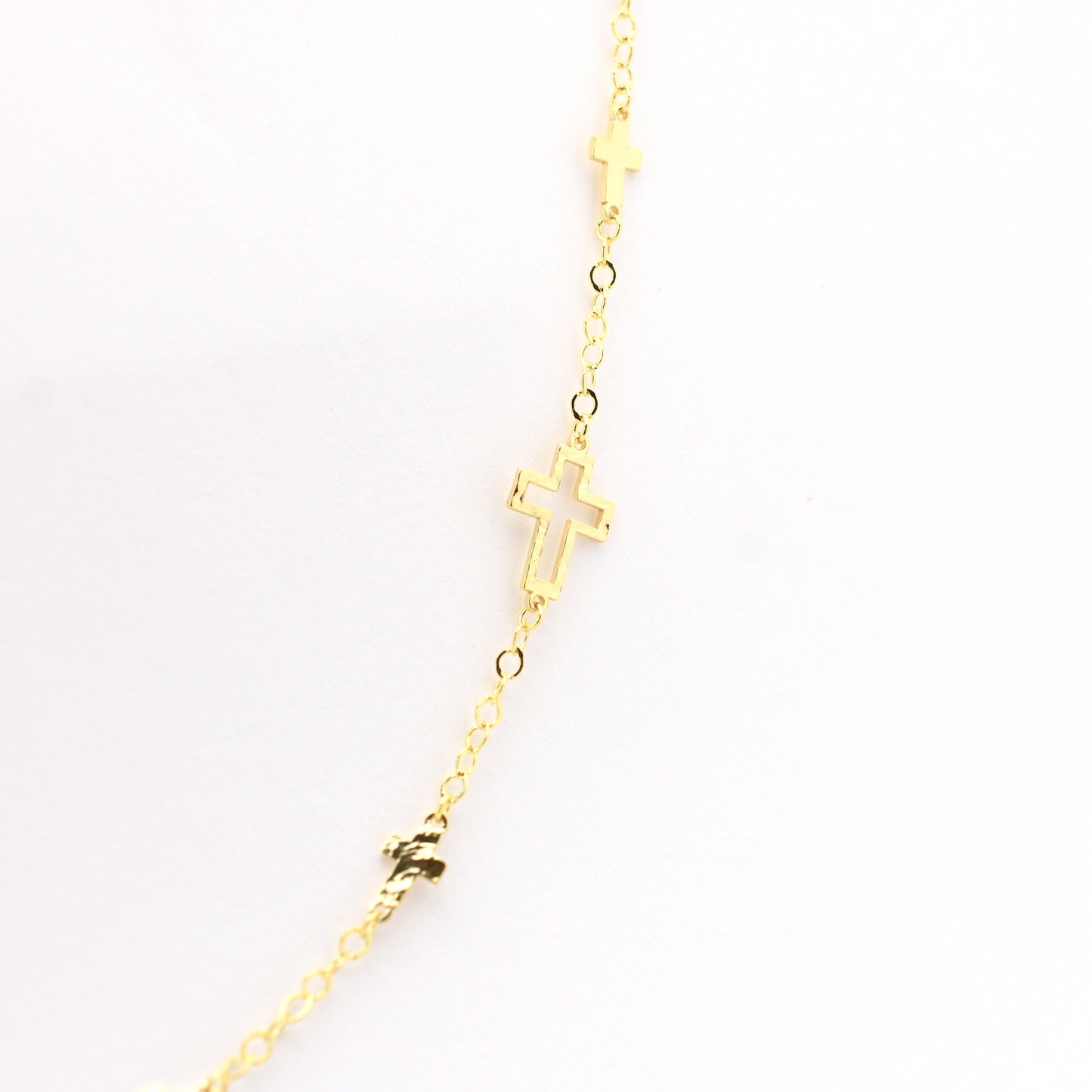 14K Gold Cross Station Necklace