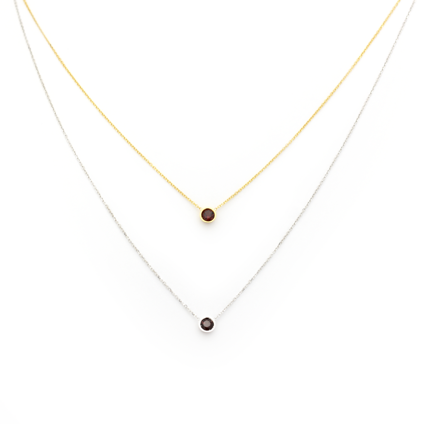Garnet Bezel Solitaire Necklace