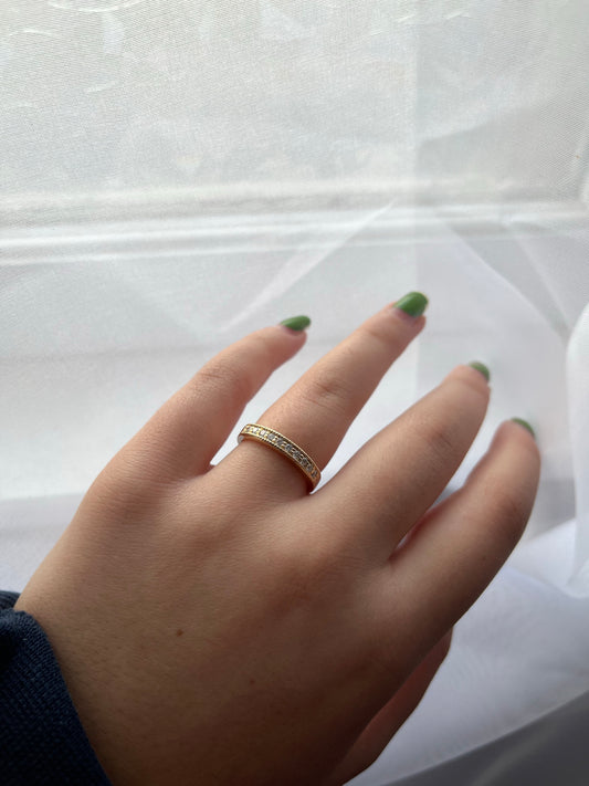 14K Gold Millgrain Diamond Wedding Band