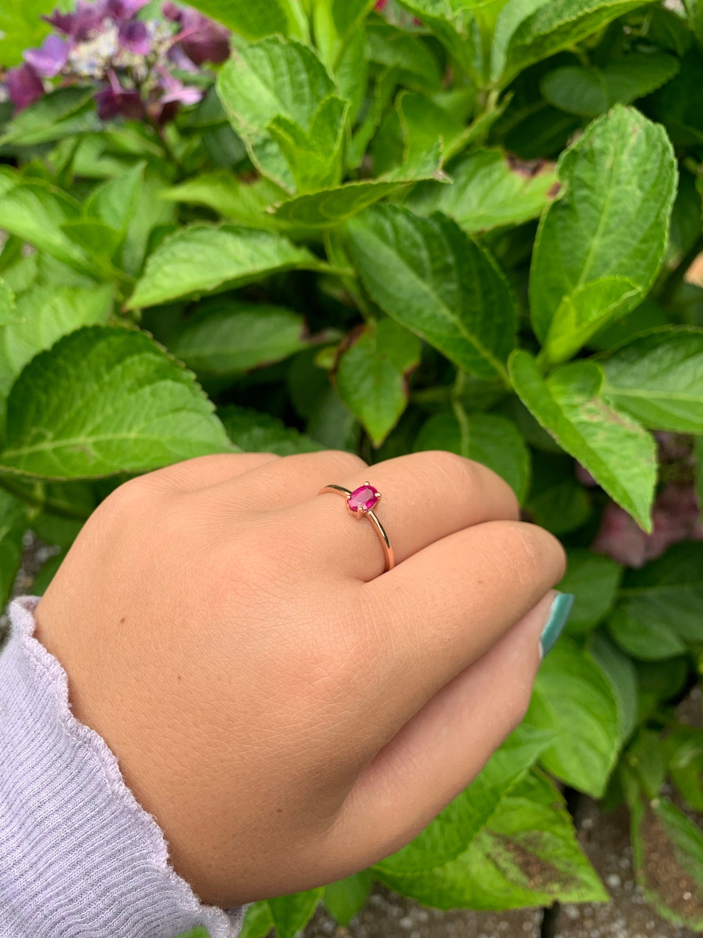 14K Gold Oval Ruby Ring