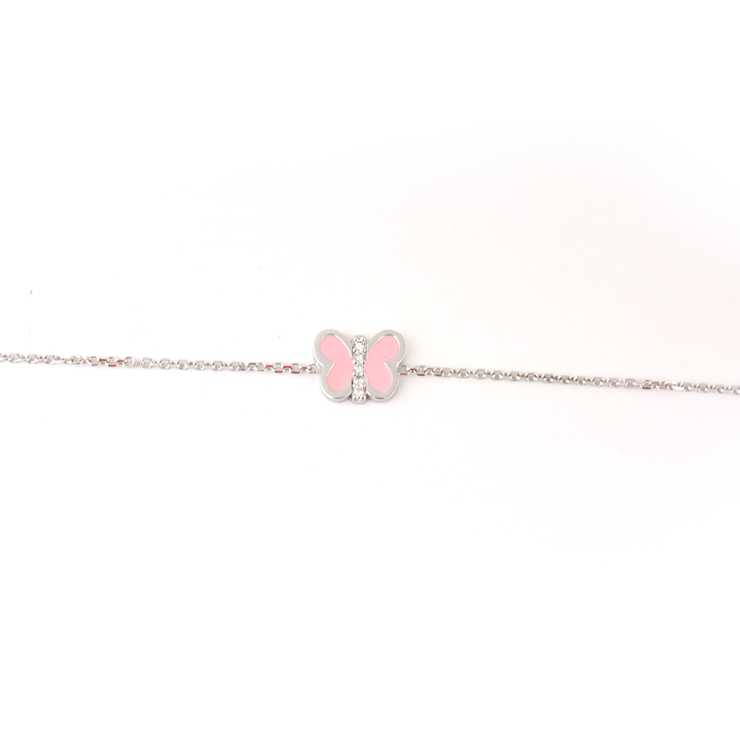 14k Pink Enamel Butterfly Bracelet