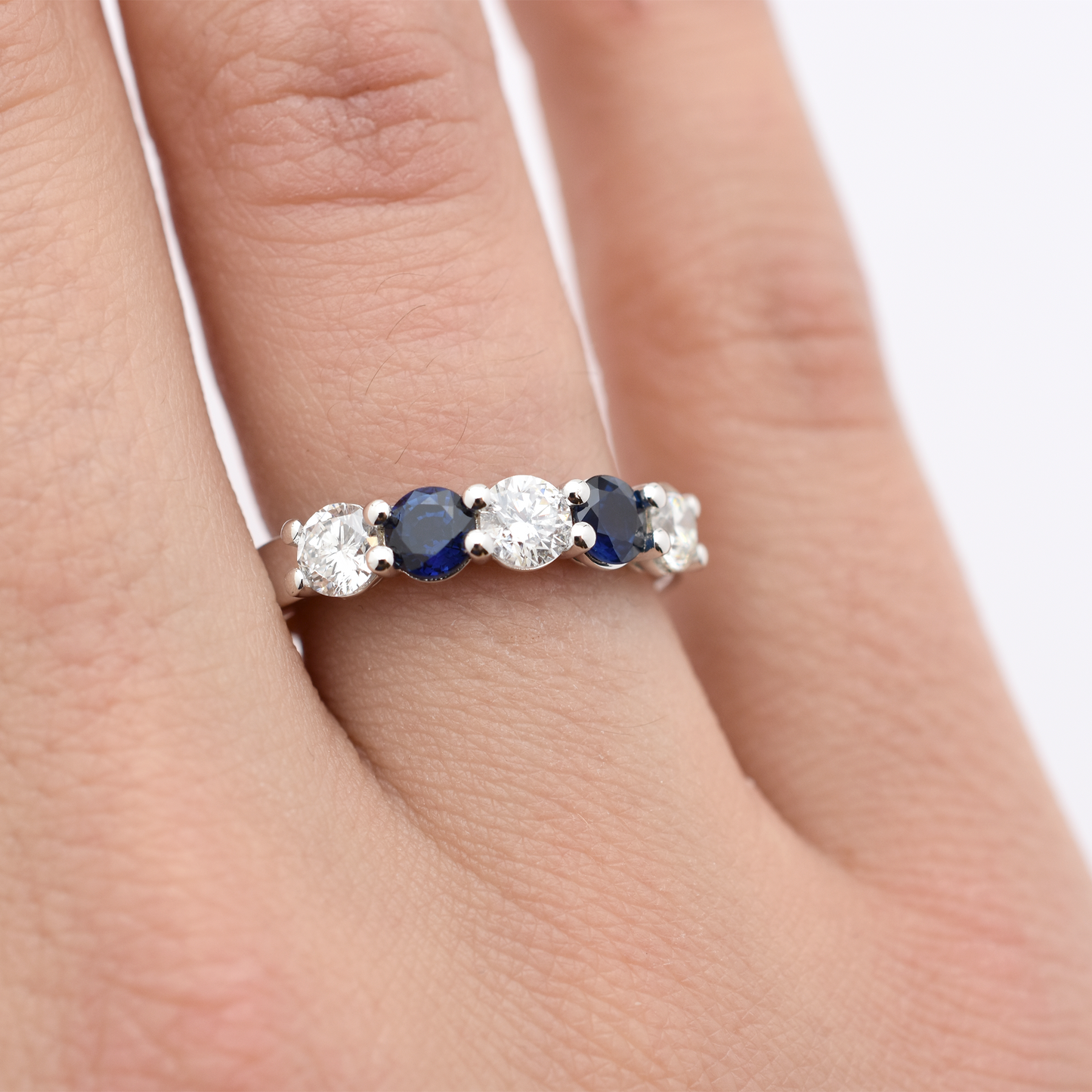14k Gold Diamond Sapphire Wedding Band