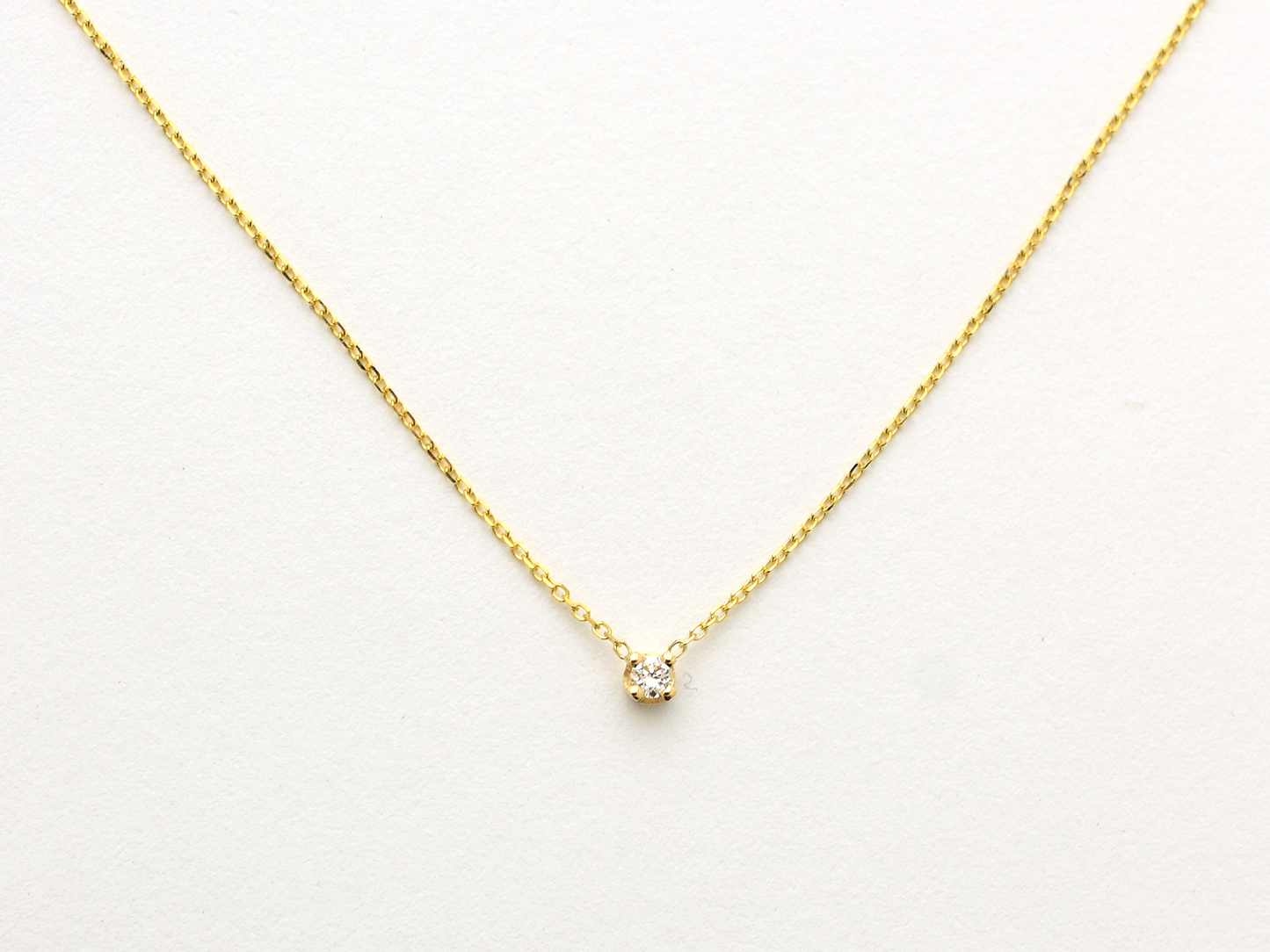 14k gold prong set diamond solitaire necklace 0.05 carat natural diamonds