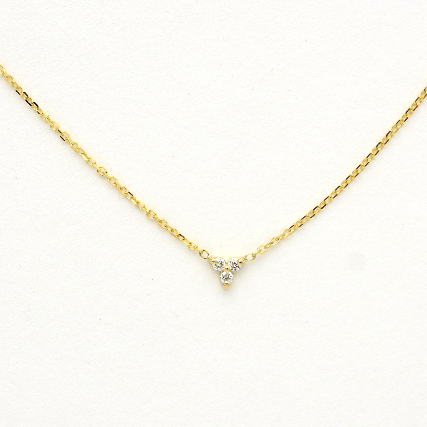 14K Gold Diamond 3 Stone Cluster Necklace | 0.05 Carat | mini Dainty cluster