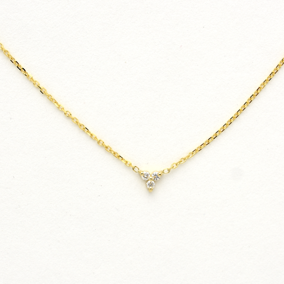 14K Gold Diamond 3 Stone Cluster Necklace | 0.05 Carat | mini Dainty cluster