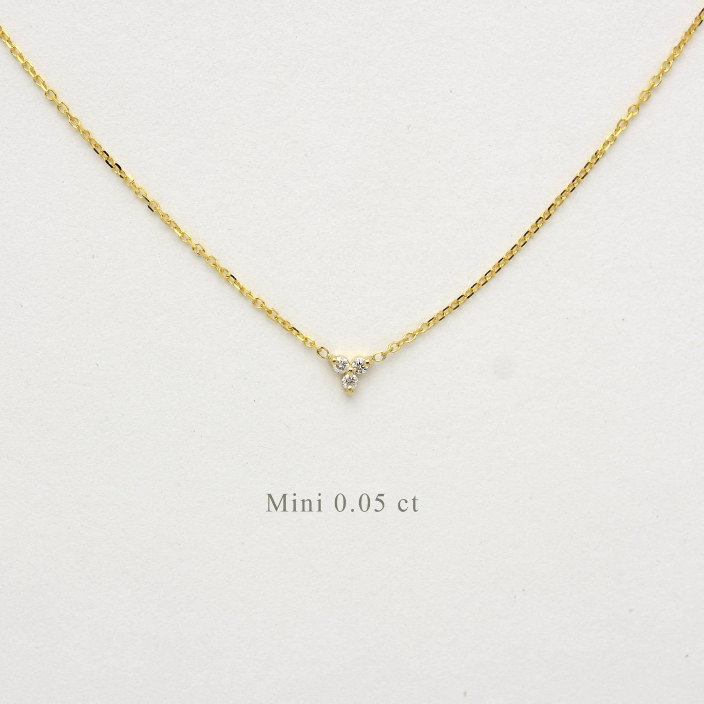 14K Gold Diamond 3 Stone Cluster Necklace | 0.05 Carat | mini Dainty cluster
