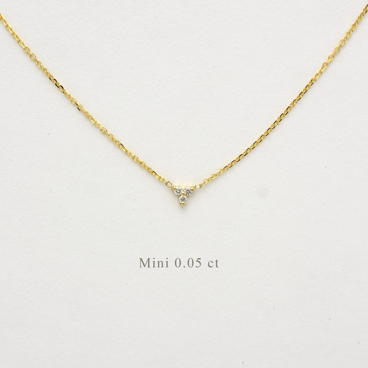 14K Gold Diamond 3 Stone Cluster Necklace | 0.05 Carat | mini Dainty cluster