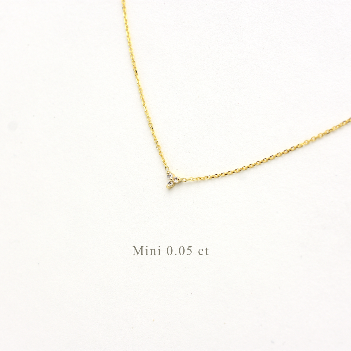 14K Gold Diamond 3 Stone Cluster Necklace | 0.05 Carat | mini Dainty cluster