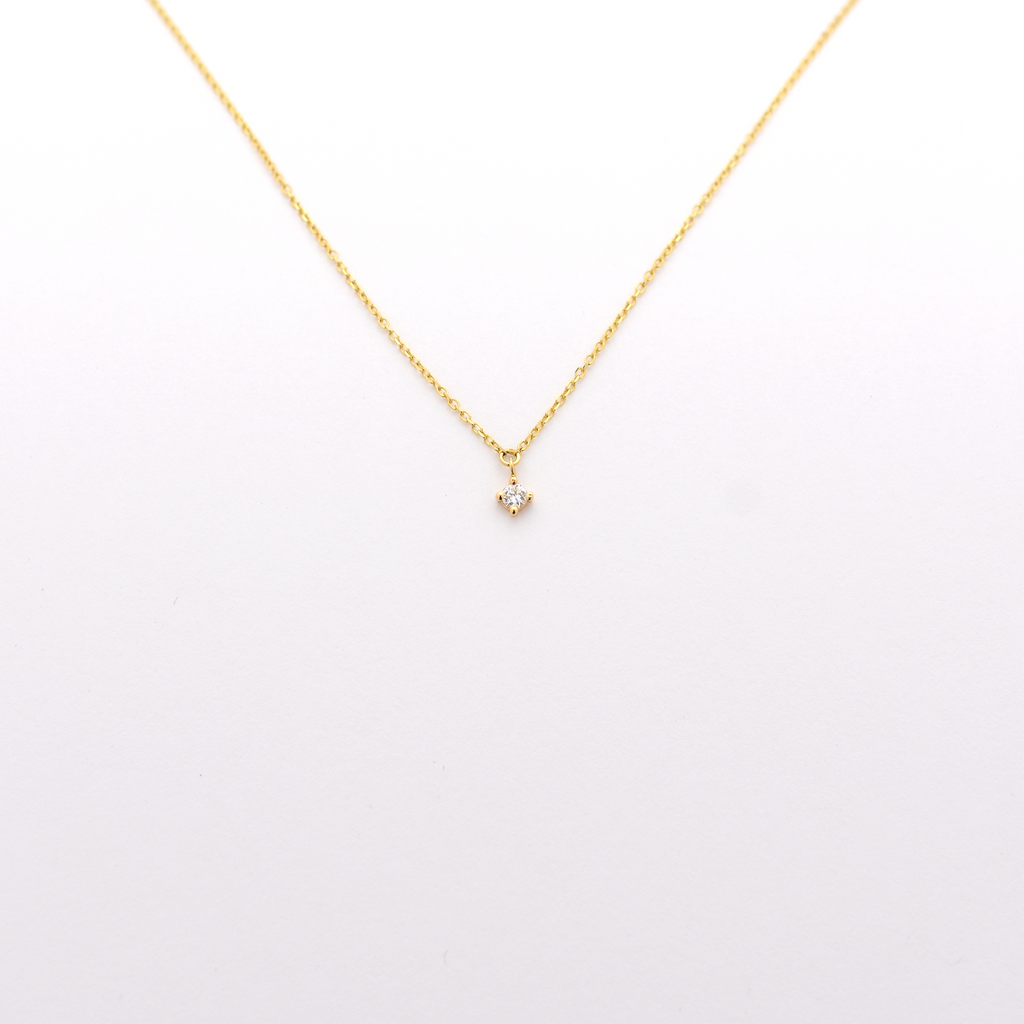 14k 0.06ct Diamond Prong Necklace