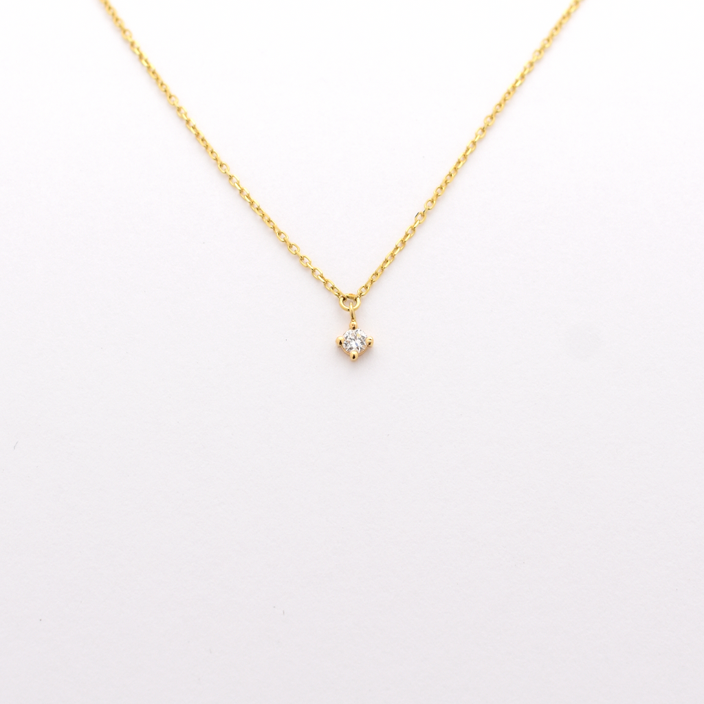 14k 0.06ct Diamond Prong Necklace