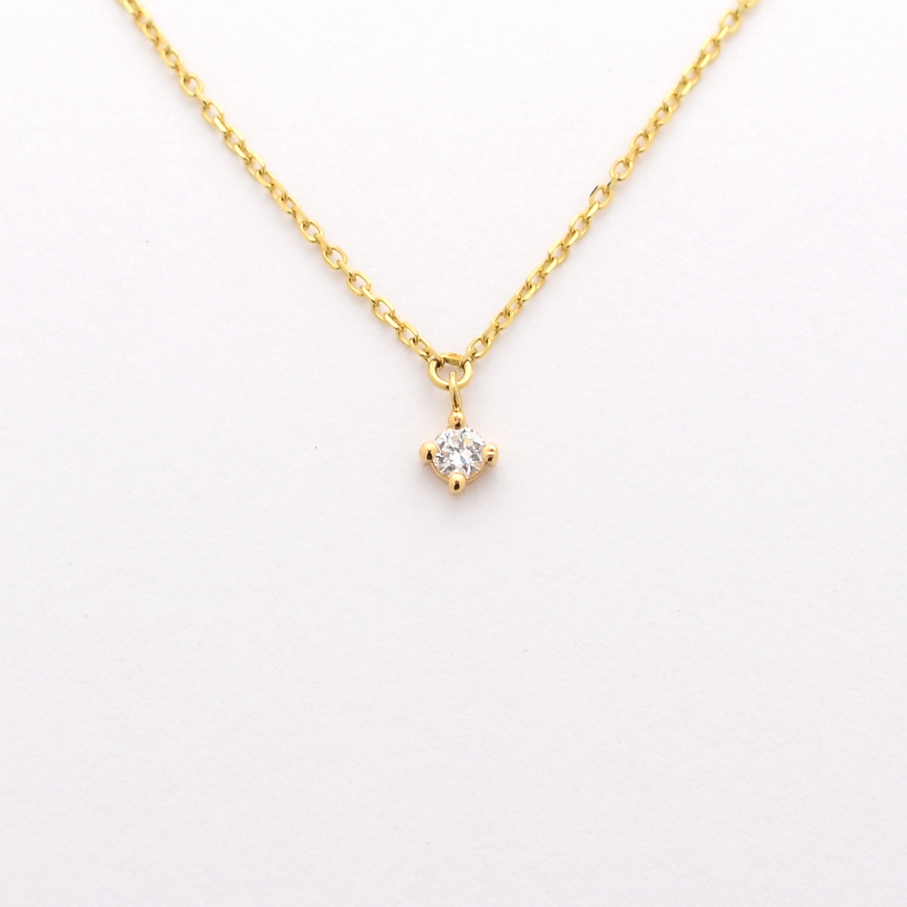 14k 0.06ct Diamond Prong Necklace