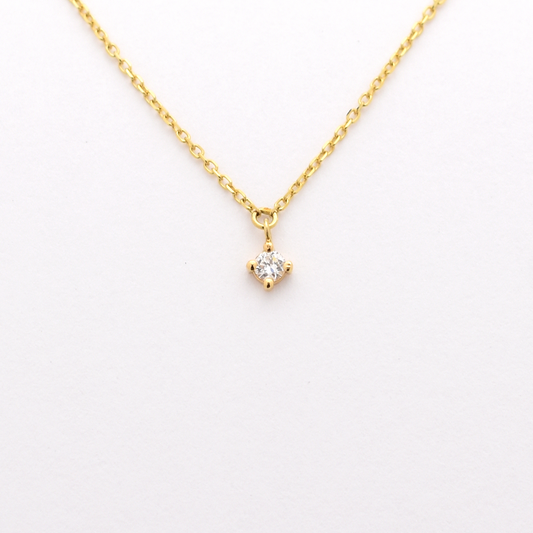 14k 0.06ct Diamond Prong Necklace