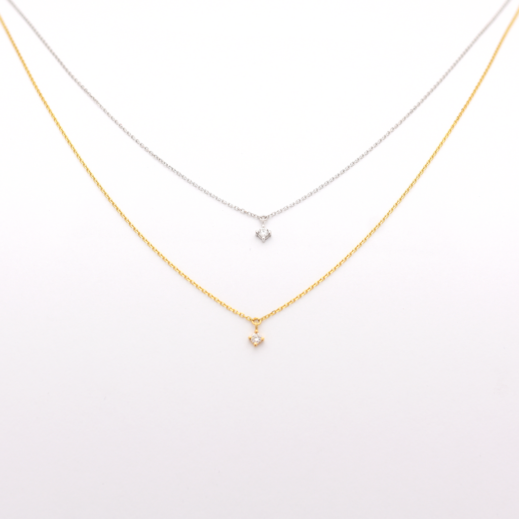 14k 0.06ct Diamond Prong Necklace