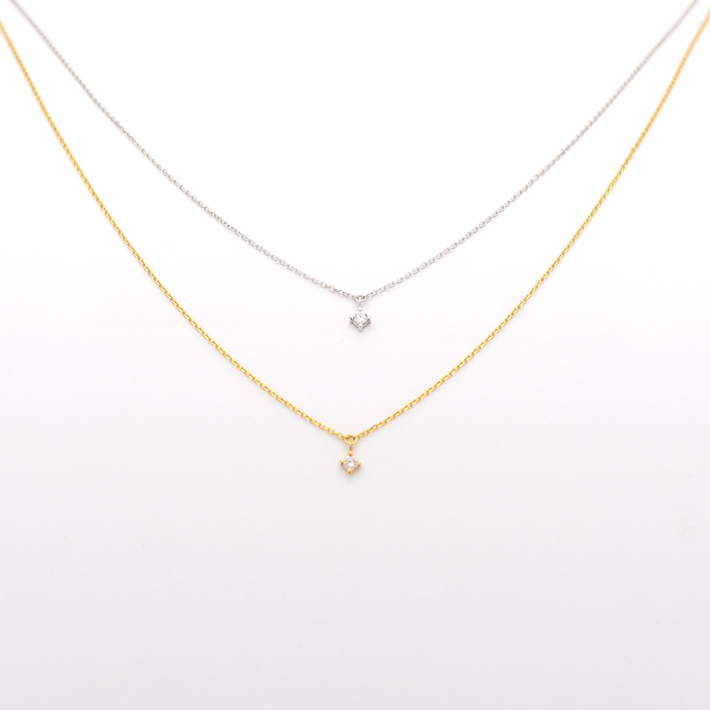 14k 0.06ct Diamond Prong Necklace