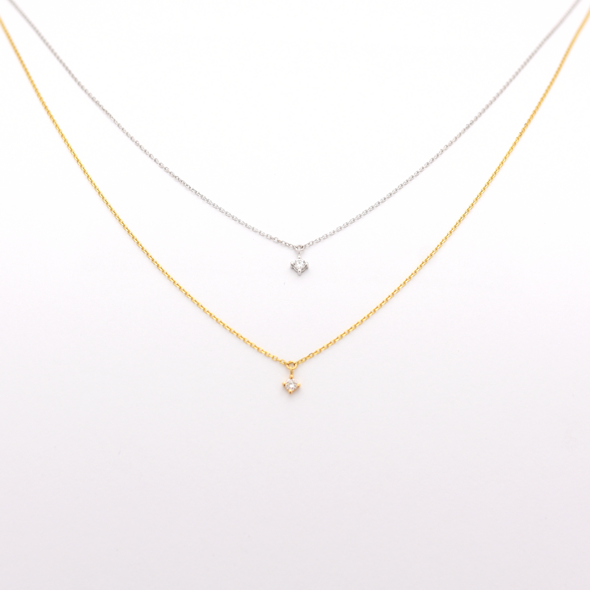 14k 0.06ct Diamond Prong Necklace