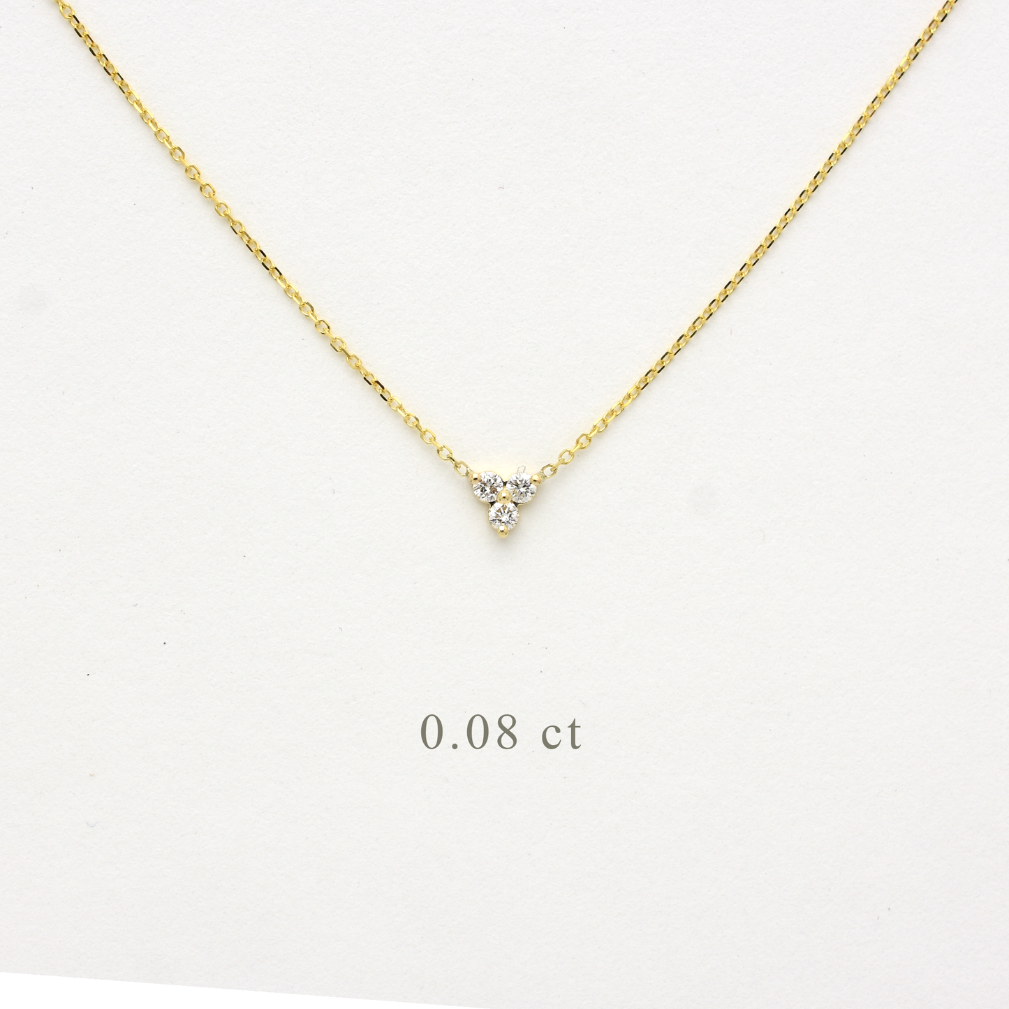 14K Gold Diamond 3 Stone Cluster Necklace | 0.08 Carat | Elegant Jewelry