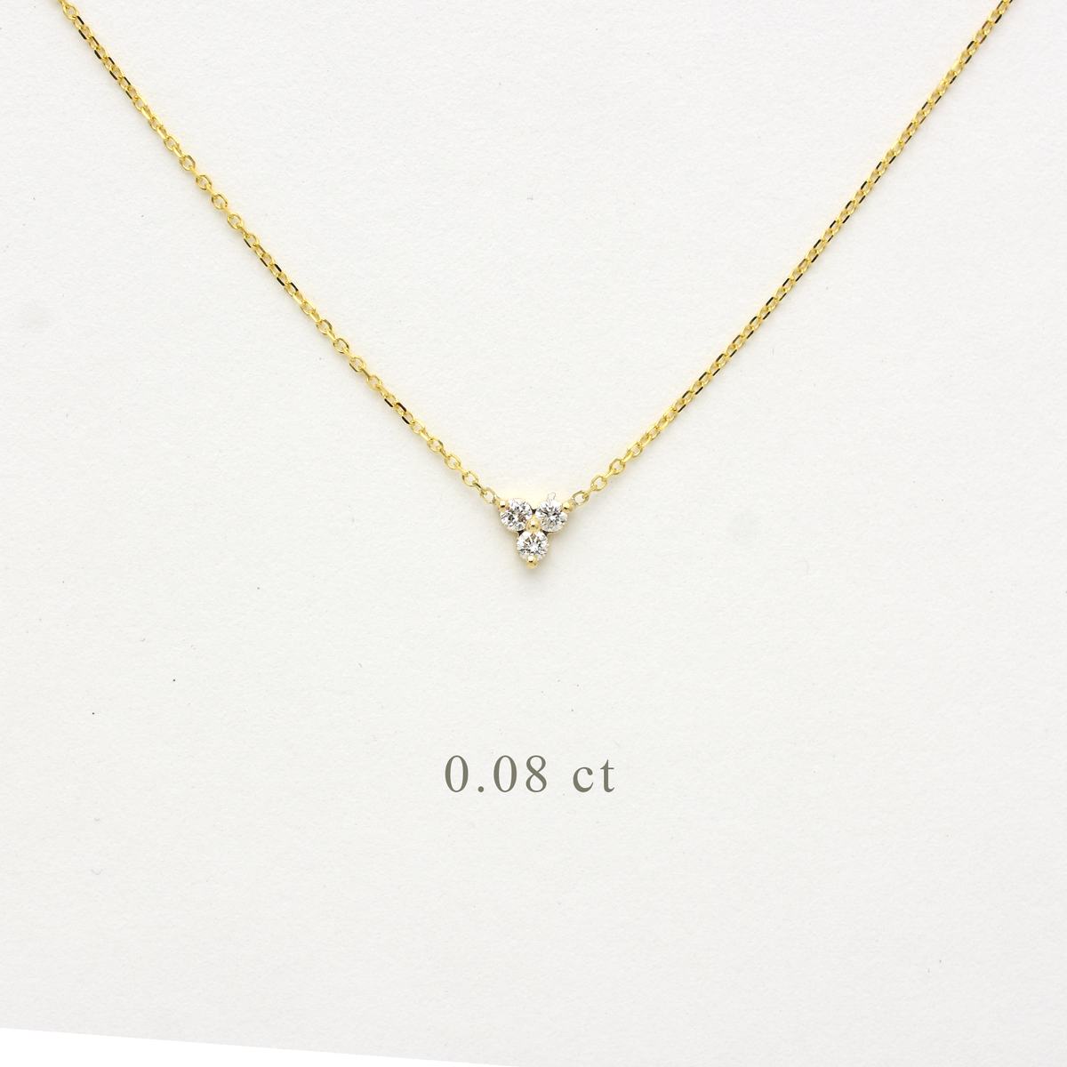 14K Gold Diamond 3 Stone Cluster Necklace | 0.08 Carat | Elegant Jewelry