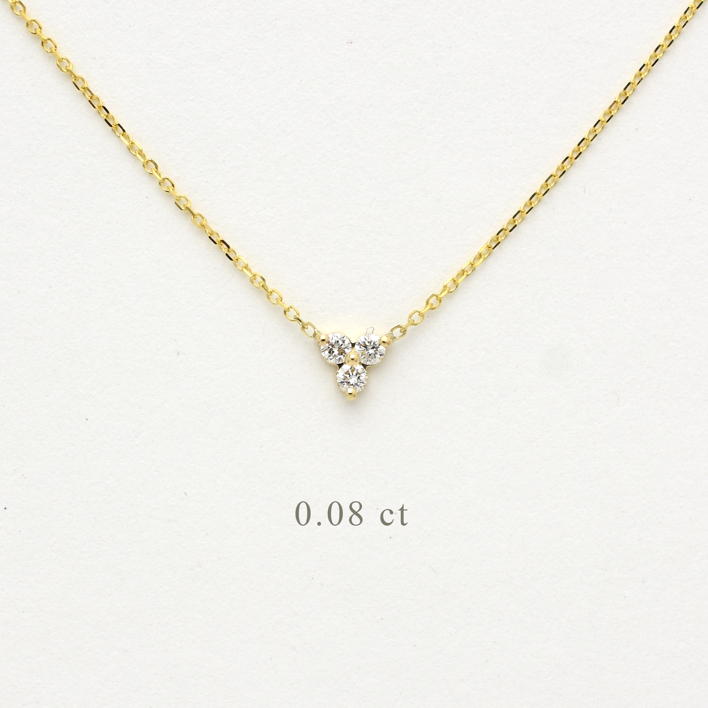 14K Gold Diamond 3 Stone Cluster Necklace | 0.08 Carat | Elegant Jewelry